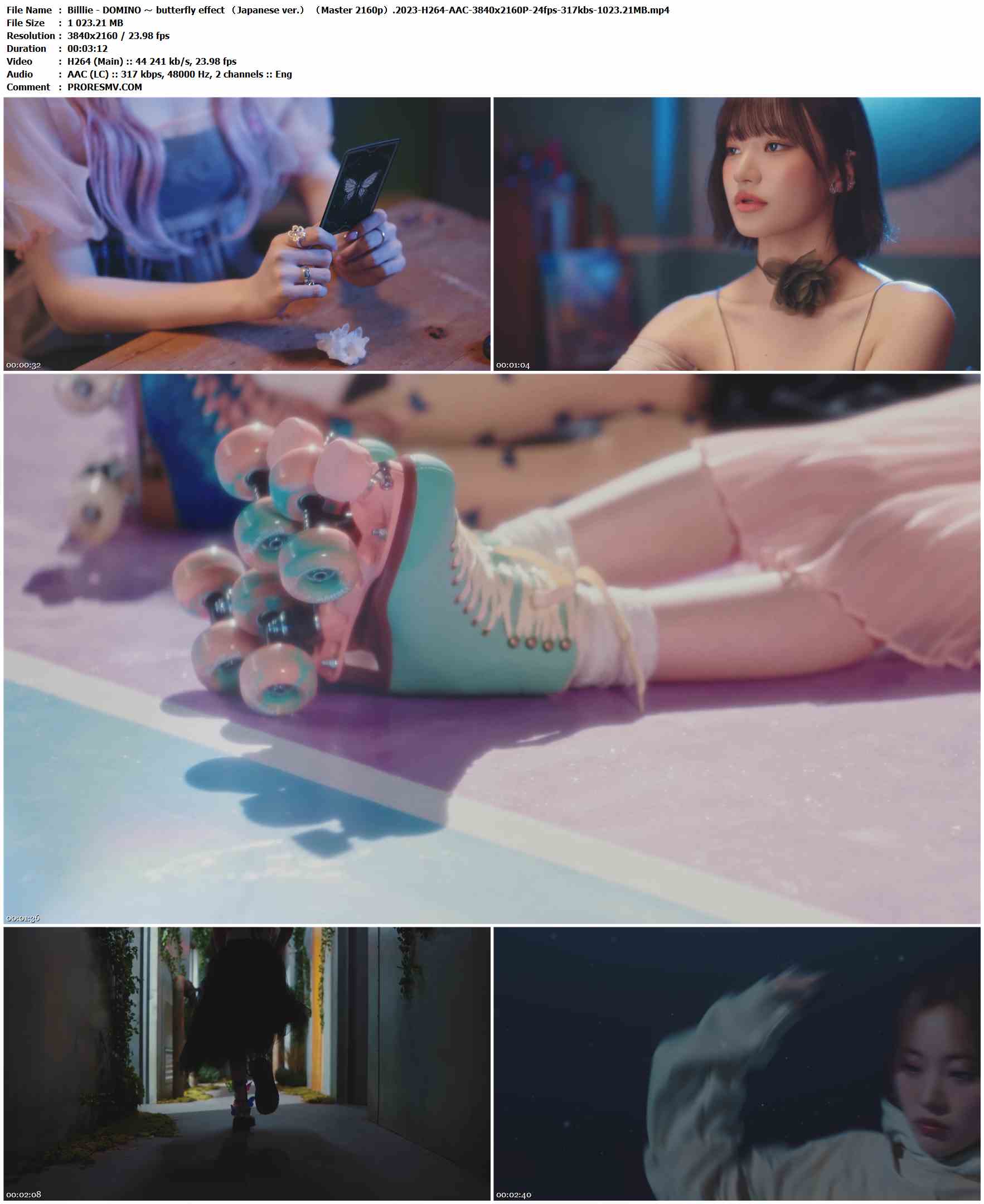 Billlie - DOMINO ～ butterfly effect （Japanese ver.） （Master 2160p）.2023-H264-AAC-3840x2160P-24fps-317kbs-1023.21MB官方MV_高清MV